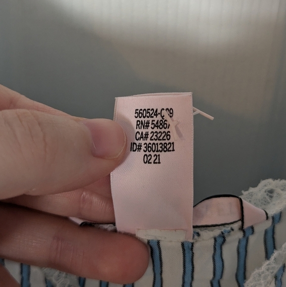 Vintage 90s Victoria's Secret Lace Trim Blue‎ and White Striped Slip Top Size S - Picture 6 of 6